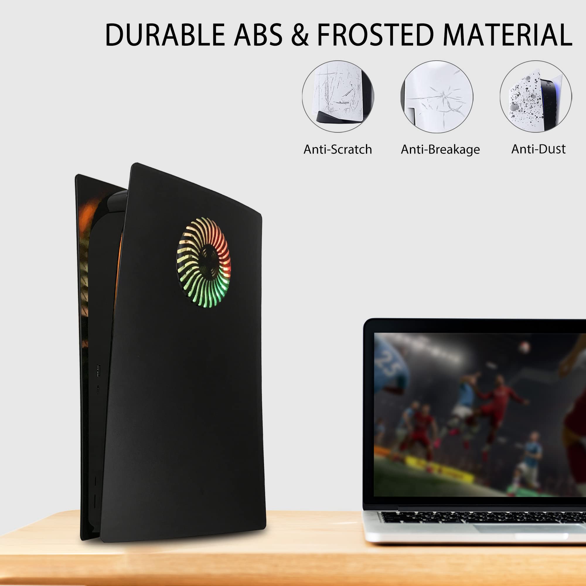 DOBEWINGDELOU - Pannello frontale PS5 con striscia luminosa RGB per edizione digitale DOBEWINGDELOU 400+ effetti LED anello di copertura console per Playstation 5 Digital Edition Kit decorazione fai