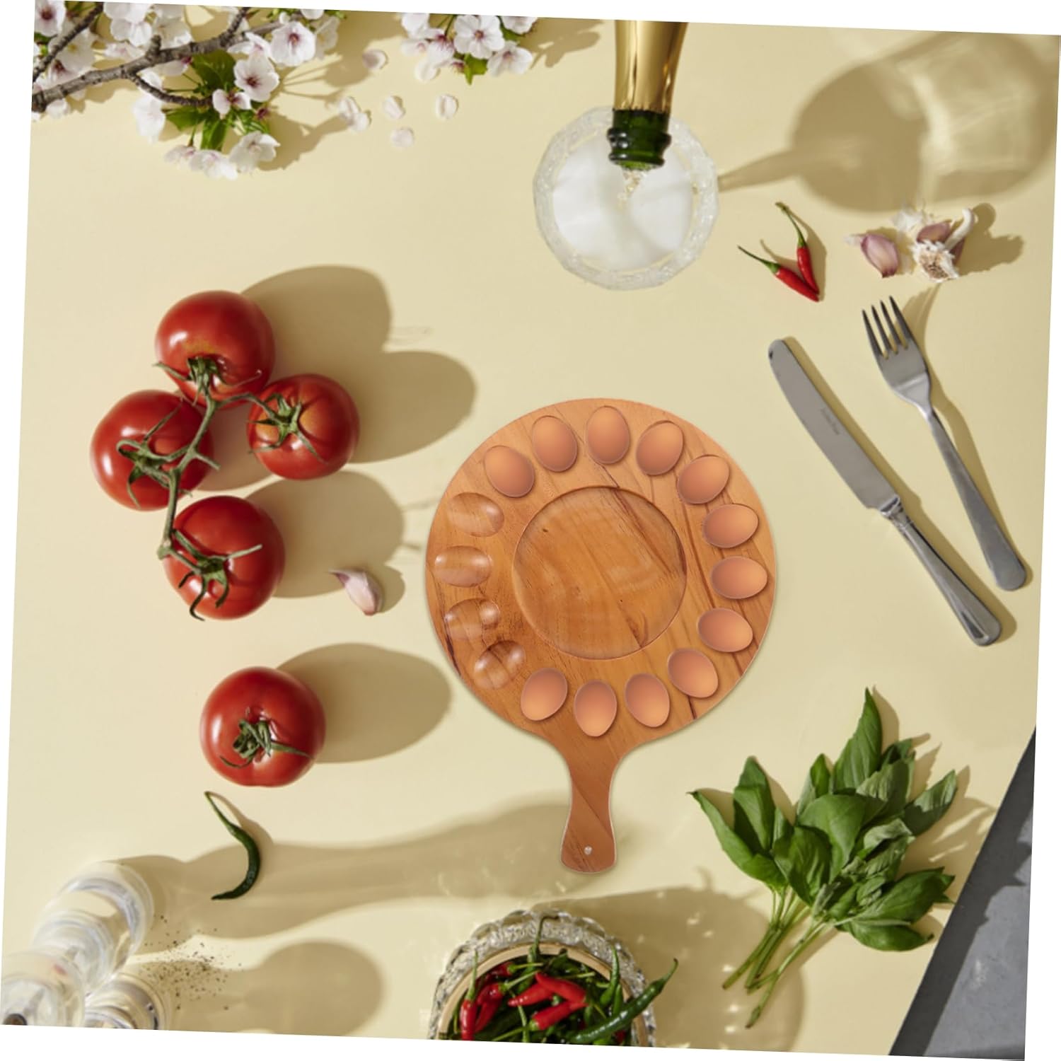 Alipis Wooden Tray Segmented Design for Efficient Storage and Display Multi-compartment Refrigerator Organizer for Kitchen Countertop and Dining Table