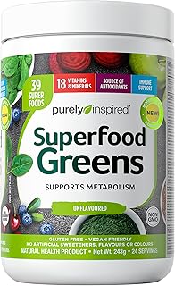 Greens Powder Smoothie Mix | Purely Inspired Greens Powder Superfood | Super Greens Powder Organic | Fruit + Veggie Superfood Powder | Green Smoothie Powder, 24 Servings ( Packaging May Vary )