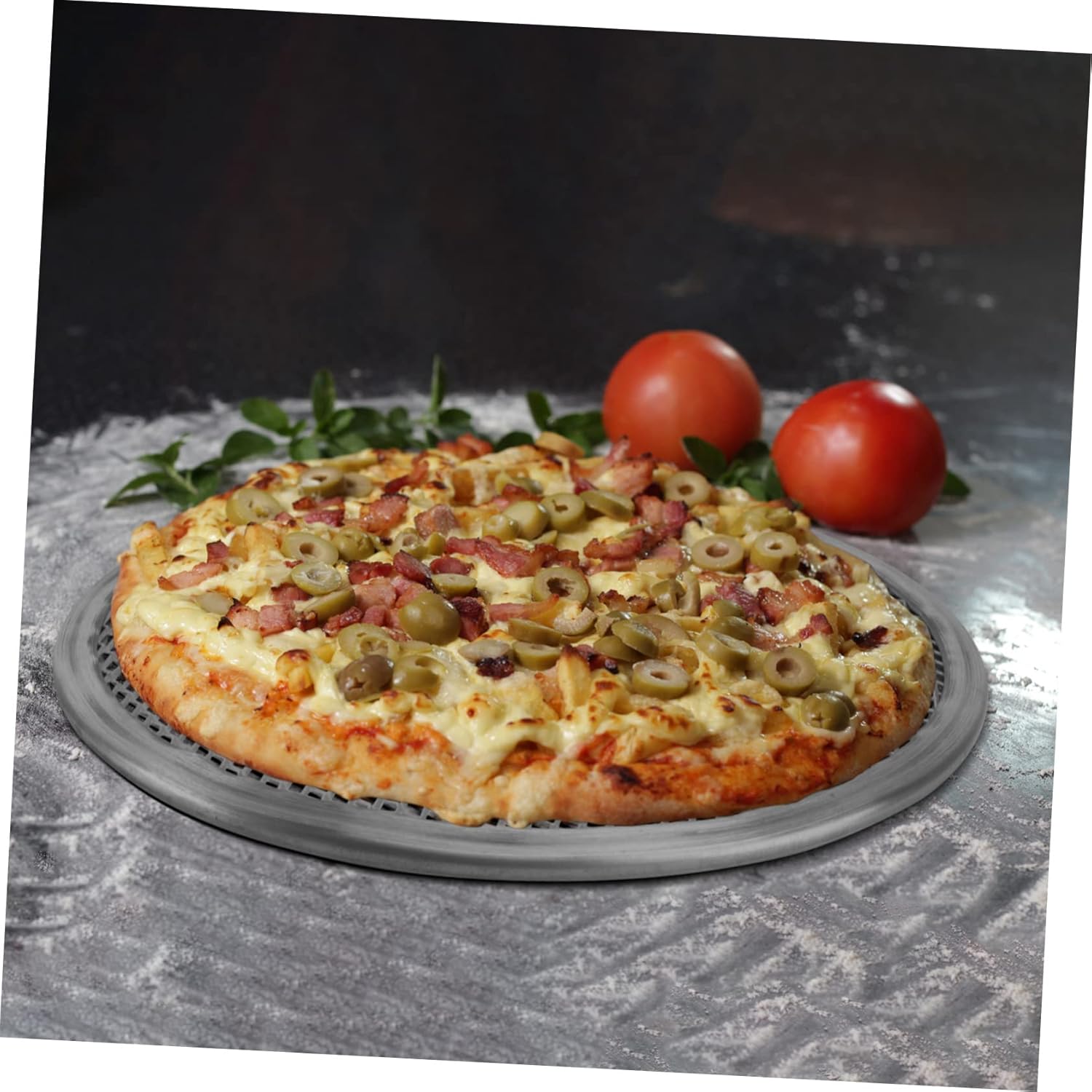 Aluminum Pizza Pan with Non Stick Baking Net Scratch Resistant Easy to Clean for Oven and Freezer Use