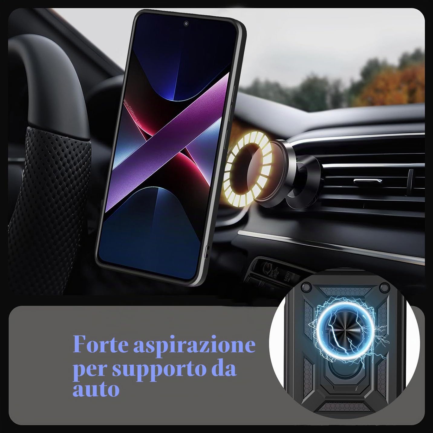 Custodia BORYA Per Honor 400 Smart, In PC E TPU, Con Supporto Magnetico 360° E Finestra Scorrevole Per Fotocamera, Antiurto Militare