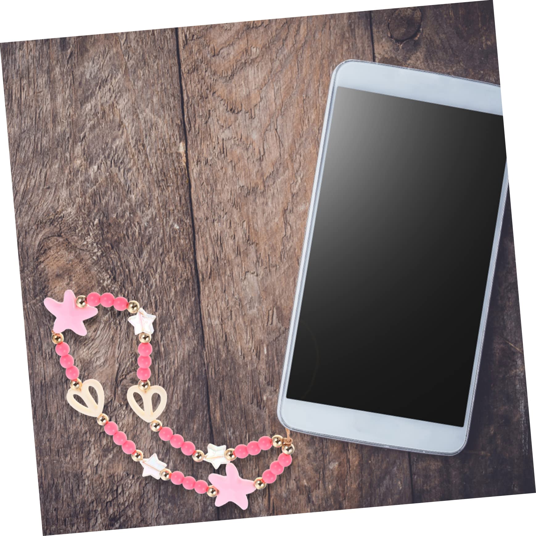 Gatuida 5pezzi Cinturino Per Telefono Con Perline Acriliche Forma Di Cuore Laccetto Antifurto Per Smartphone e Accessori Cinghia Resistente e Leggera Per Donne e Ragazze Stile Elegante