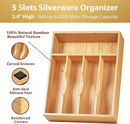 Vista 43 de Umilife Organizador de cajones de utensilios de cocina extensible extra grande, 19 pulgadas de profundidad para cajón grande, divisor de cajones