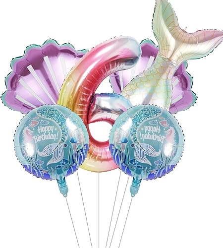 Miniatura 8 de Decoración de cumpleaños de sirena, kit de decoración de fiesta de sirena, globo marino, globos de aluminio de sirena, globos de números grandes