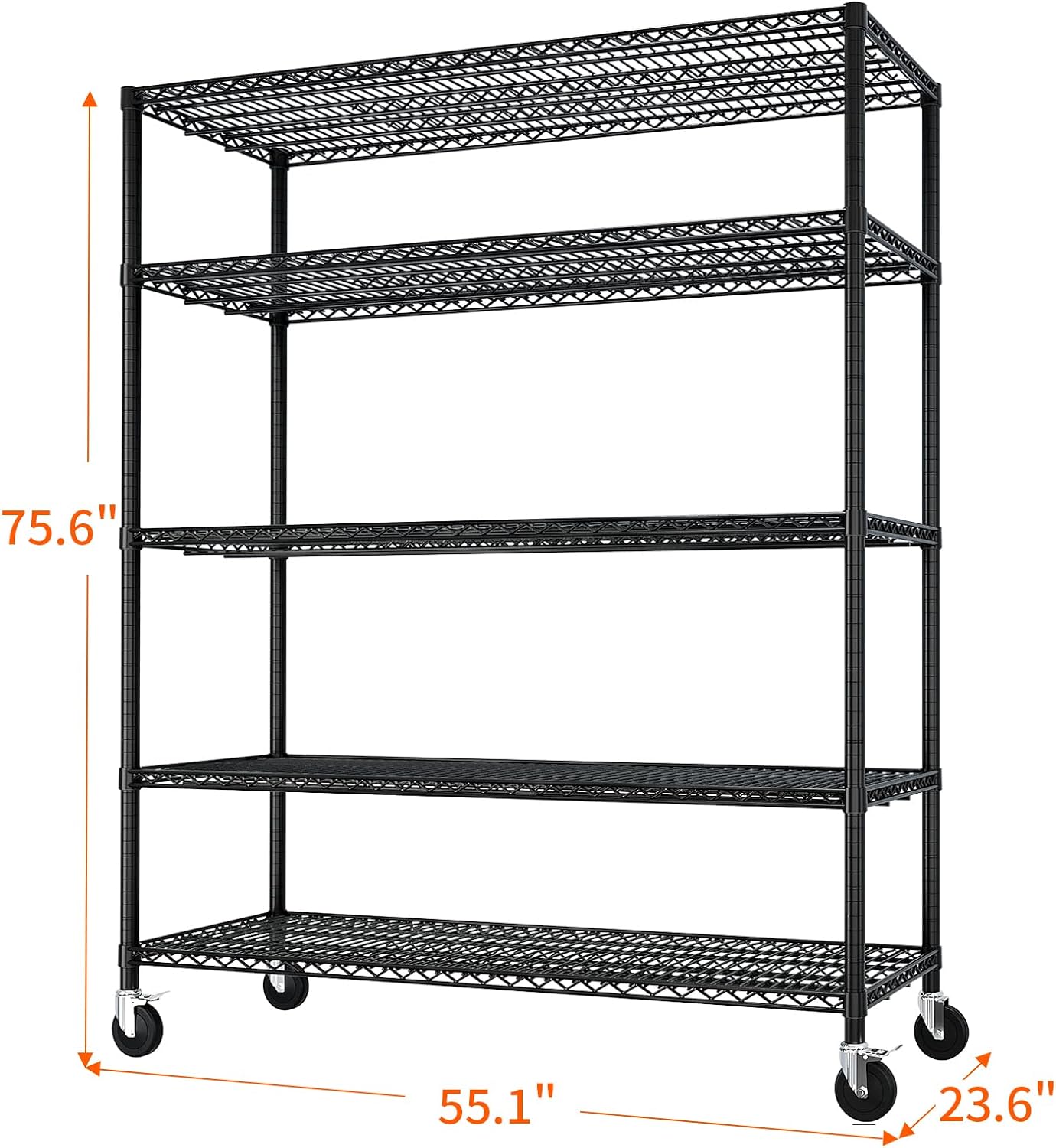 5- Shelf Metal Shelving Unit Adjustable Storage Shelves Heavy Duty Shelving Steel Wire Shelving for Laundry Bathroom Kitchen Garage