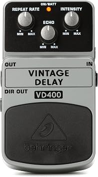 Behringer VINTAGE DELAY VD400 Vintage Analog Delay Effects Pedal, White & TO-800 Tube Overdrive
