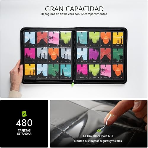 Miniatura 3 de Vault X Carpeta de álbum de 12 bolsillos con cremallera para cartas coleccionables, 480 tarjetas, material Premium Exo-Tec, 20 páginas de carga
