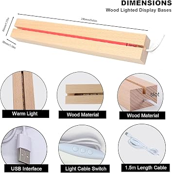 9.45 inch Rectangle Display Pedestal, Colorful Rectangle Led Lights Display Base, Crystal Wooden Lighted Base Stand for Acrylic, Crystal, Night Light, Glass Resin Art
