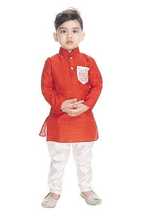 NEW GEN Boom Boys Full Sleeve Pocket Kurta & Paijama Pant_300_RED Pocket