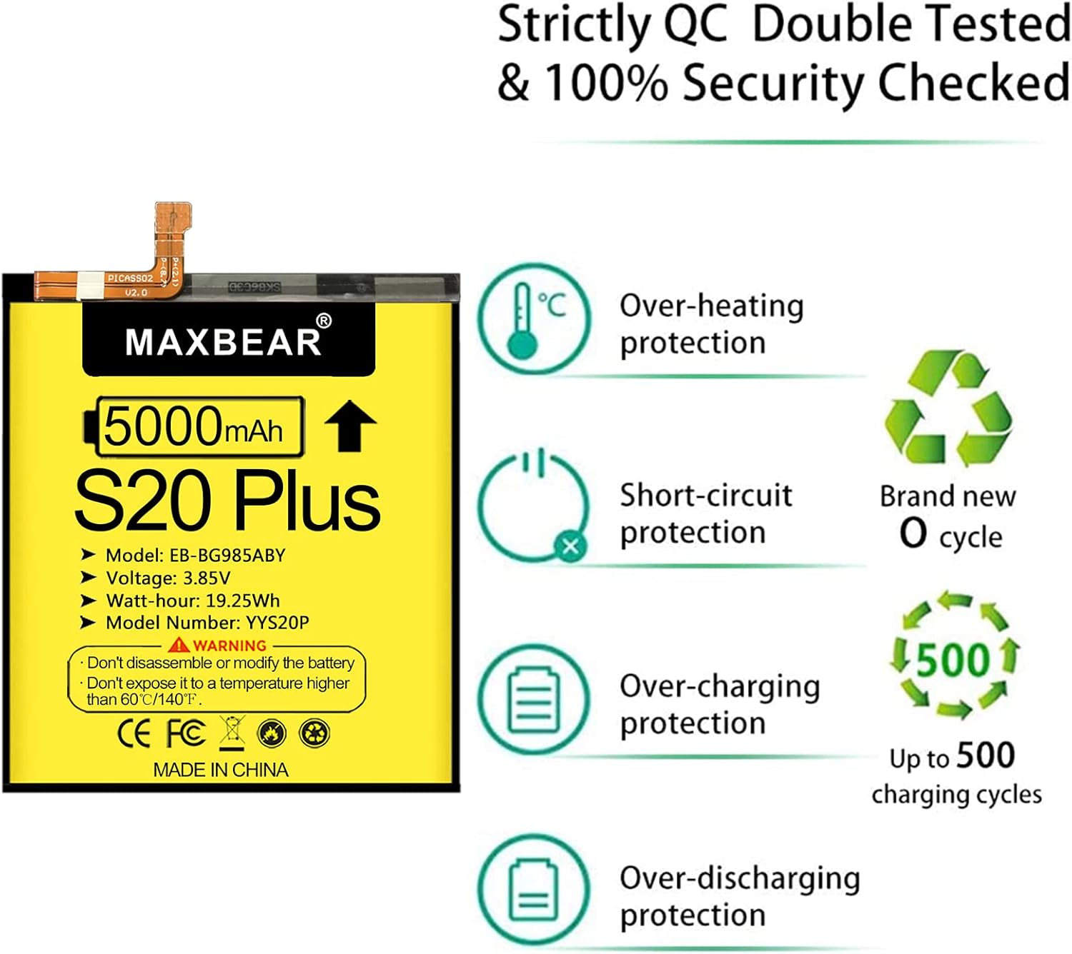 Galaxy S20 Plus Battery, (Upgraded) MAXBEAR 5000mAh 3.85V Li-Polymer Replacement Battery EB-BG985ABY for Samsung Galaxy S20 Plus SM-G985 SM-G985F S20+ 5G with Repair Tool Kit : Cell Phones & Accessories