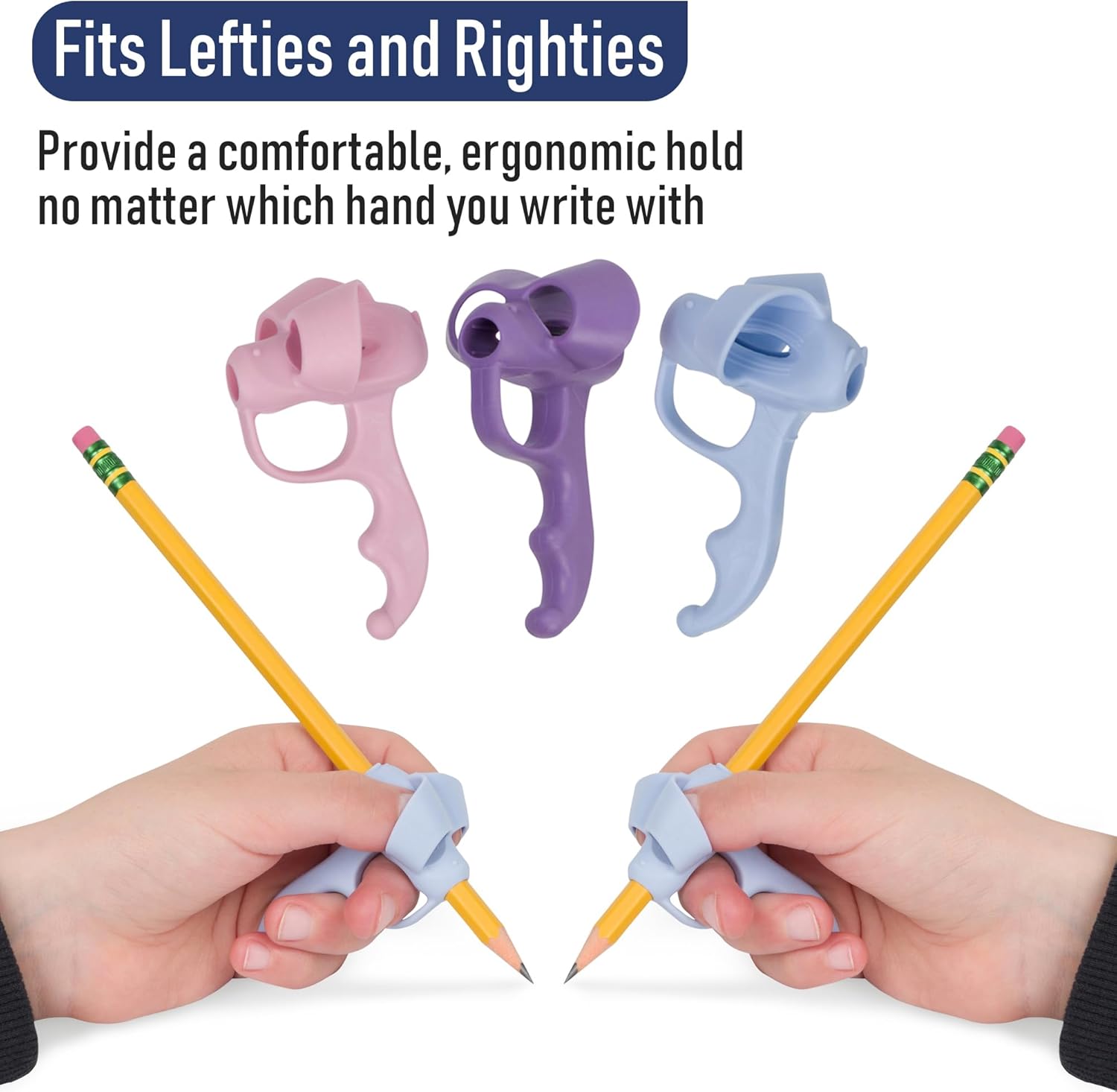 NEW! Five Finger Pencil Grip 6 Pack Pencil Grips for Kids Handwriting, 5-Finger Silicone Pencil Holders, Comfortable Writing Aid for Beginners, Posture Correction Training Tool