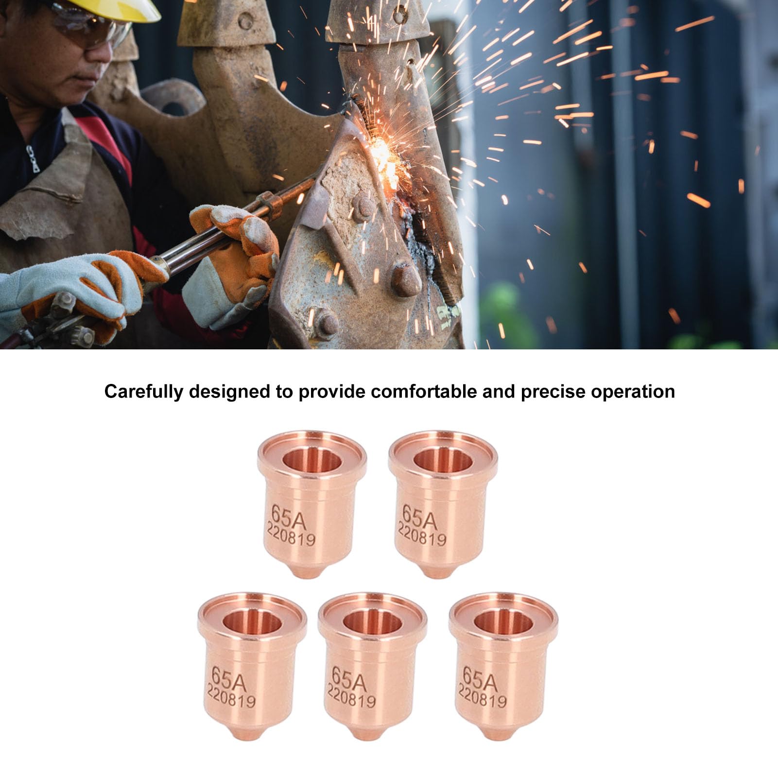 Plasma Electrode Tip, 5Pcs 220819 Light Weight Brass Plasma Cutting Consumables Electrode Tip Nozzles Cups Kit, for PMX 65 85 105 65A