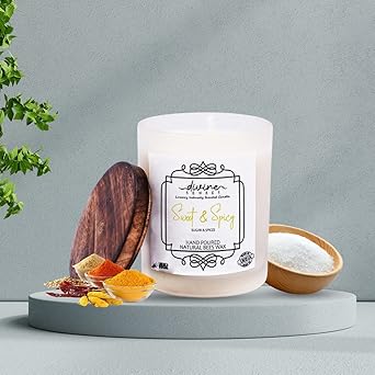 Divine Senses Natural Air Purifying Scented Natural Beeswax Candle | Camphor, Clove & Cedar | Highly Fragranced Frosted Glass Jar with lid | 40 Hours Burning Time | Hand Poured Pure Wax Candles