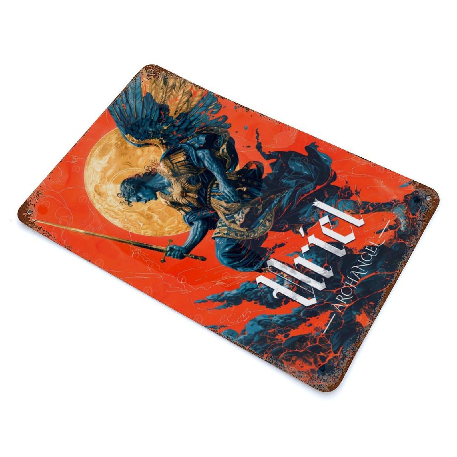 Uriel The Archangel Rusty Metal Tin Sign 11.8"x7.9", for Pub, Kitchen And Man Cave Decor, Farmhouse Wall Decor