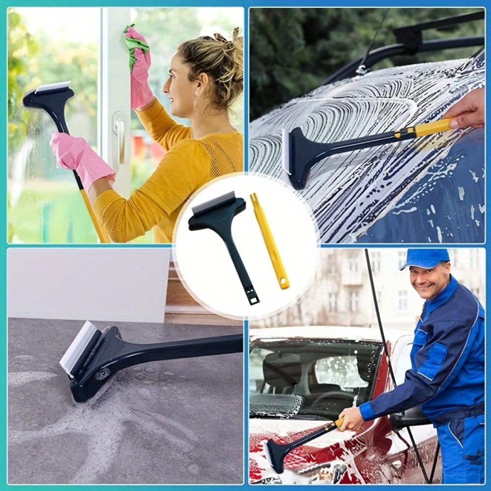 Radhav Mart 2 in 1 Mesh Cleaning Brush Wiper, Dual-Sided Window Screen Cleaner with Squeegee, Multi-Purpose Glass, Shower, Car Windshield & Screen Door Cleaning Tool 1