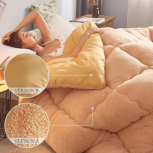 Miniatura 3 de Edredón de algodón cálido para invierno, edredón de invierno de terciopelo de cordero, manta de cachemira de cordero para cama doble, núcleo de