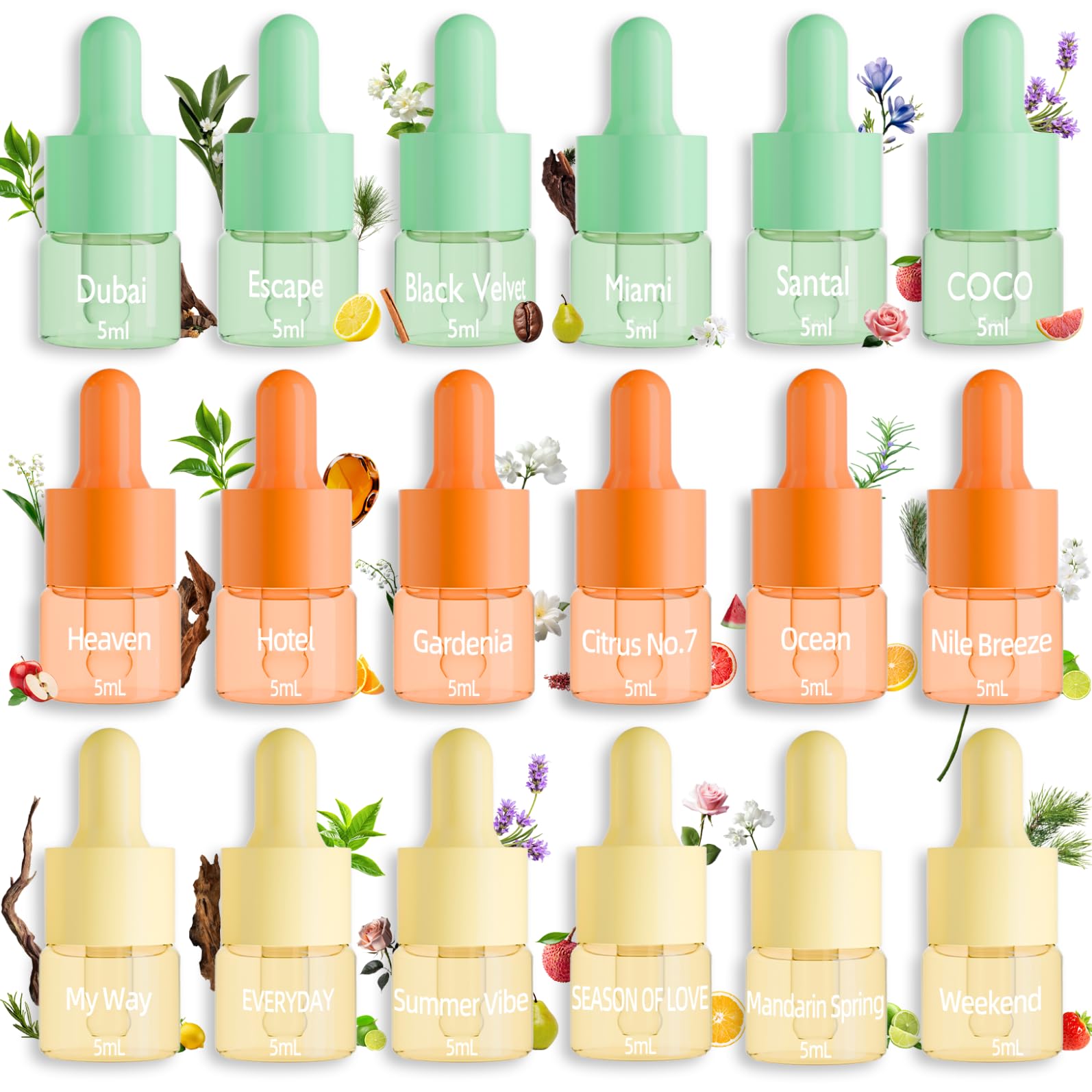 Hotel Fragrance Diffuser Oil | Gift Set | Inspired by Luxury 5-Star Hotels | Aromatherapy Diffuser Oil | Notes of Nile Breeze, My Way, Hotel and More, Total 18 Essential Oils for Home