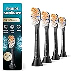 Philips Sonicare A3 All-in-One - Genuine Replacement Electric Toothbrush Heads, Black, 4 Pack One Year Supply, HX9094/95