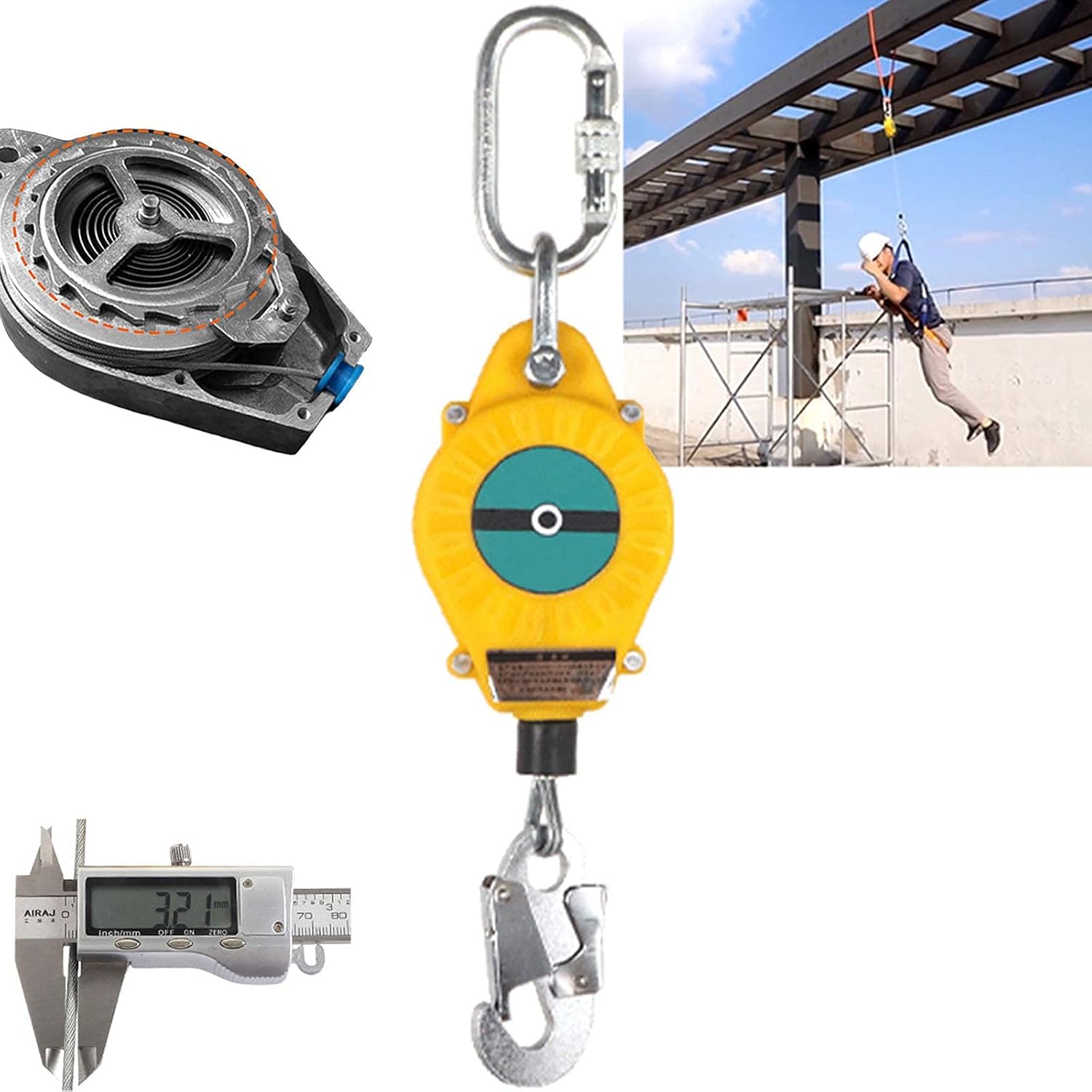 Self Retracting Lifeline Fall Protection with Rebar Hook, Professional