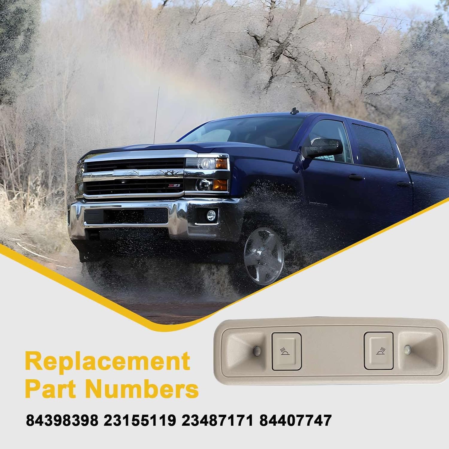 84398398 Front Interior Dome Light Lamp Assembly Fit for Cadillac Escalade Chevrolet Silverado/Suburban/Tahoe/Volt GMC Sierra/Yukon 2014-2020, Replace# 23155119 23487171 84407747 - Beige