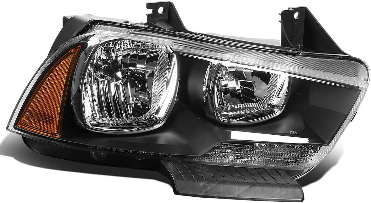 Auto Dynasty Headlight Assembly Compatible with 2011-2014 Dodge Charger, Factory Style Headlamp Replacement, Driver Left Side, Black Housing Amber Corner, CH2502232