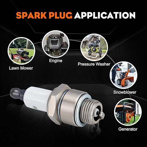 Miniatura 8 de Hipa RJ19LM Bujía para Brigg Stratt 796112 802592 5095K 796112s Champion J19LM Toro Recycler 22 cortacésped (paquete de 4)