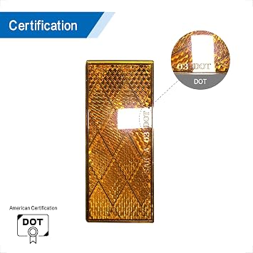 BSK 3 DOT Rectangular Amber Stick-on Reflectors - Pack of 2