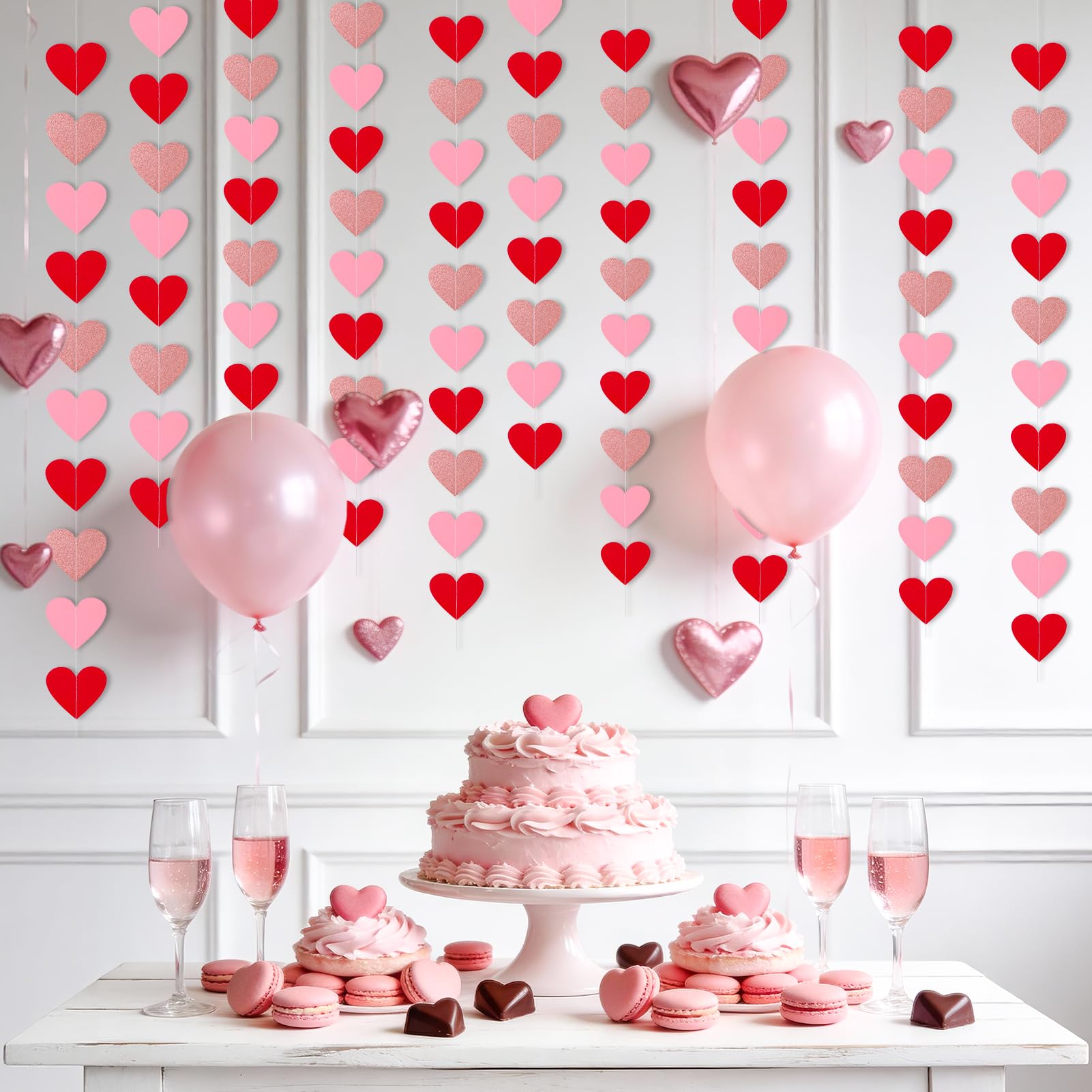 Branche de cœur de Saint-Valentin, cœur aquarelle suspendu PNG, guirlande d'amour, image d'arbre romantique en forme de cœur rose, téléchargement instantané - France