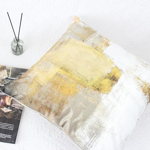 Miniatura 6 de OYIMUA Juego de 2 fundas de almohada decorativas color amarillo mostaza de 18 x 18 pulgadas, fundas de almohada modernas y estéticas de terciopelo
