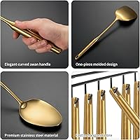 Vista 5 de 304 Stainlss Steel Matte Kitchen Utensils Set, 11 Pcs Long Metal Cooking Utensil Gadgets Tools Set with Spatula, Spoon, Ladle, Skimmer, Tunner
