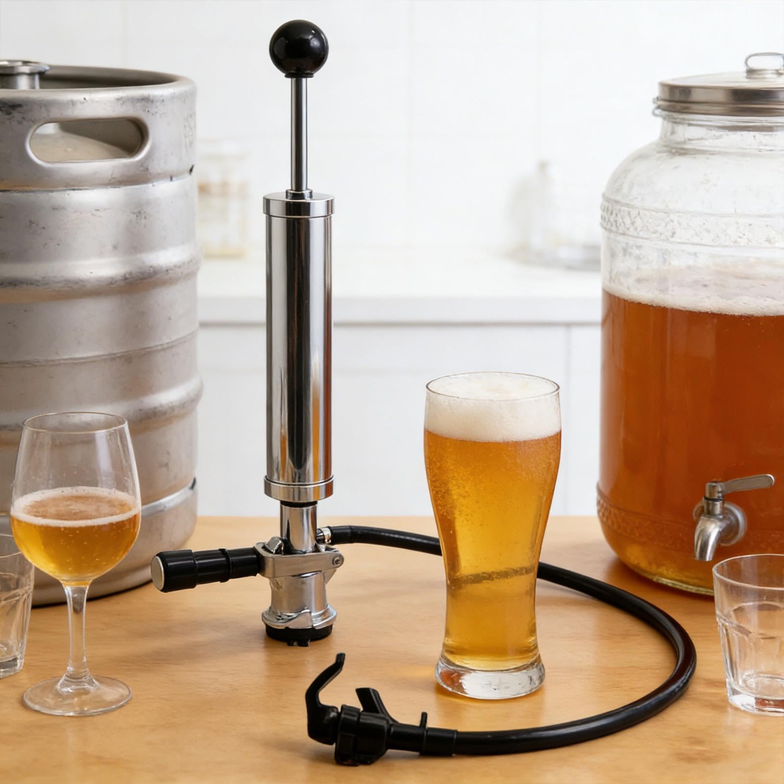 perfk Dispensador de Cerveza Manual para Fiestas, Barril, dispensador de Cerveza para Interiores y Exteriores con Grifo y, Herramienta para, Style a