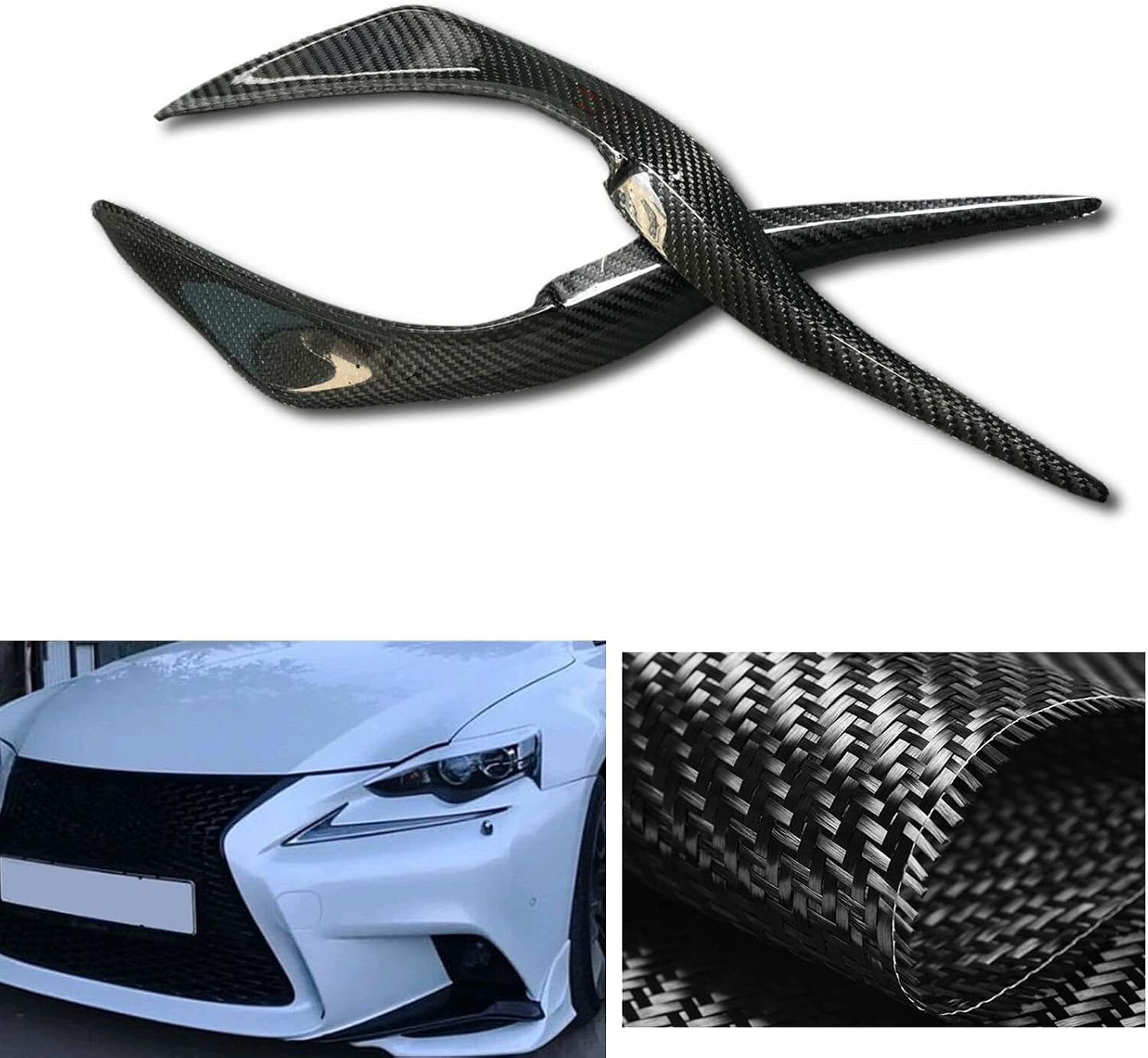 Car Headlight Eyebrows Eyelids Trim For Lexus IS200t IS250 IS300 IS350 2013-2016 Black