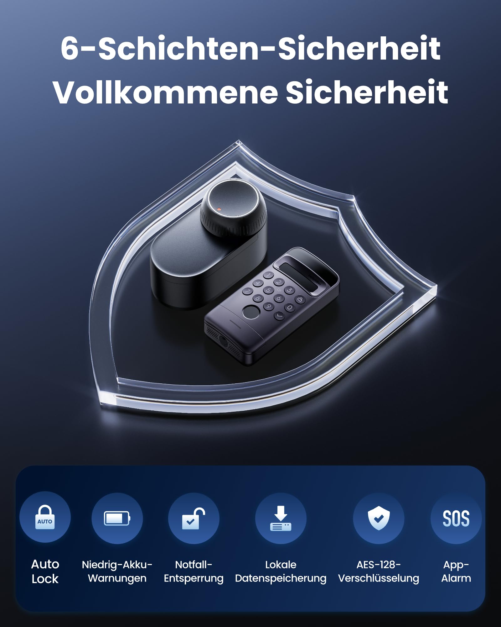 SwitchBot WiFi Smart Lock Ultra mit Keypad Vision Pro – 3D-Gesichts- & Venen-Erkennung, kontaktlose Entsperrung, passend für Europrofil-Zylinder, kompatibel mit Matter, Alexa, Google und IFTTT