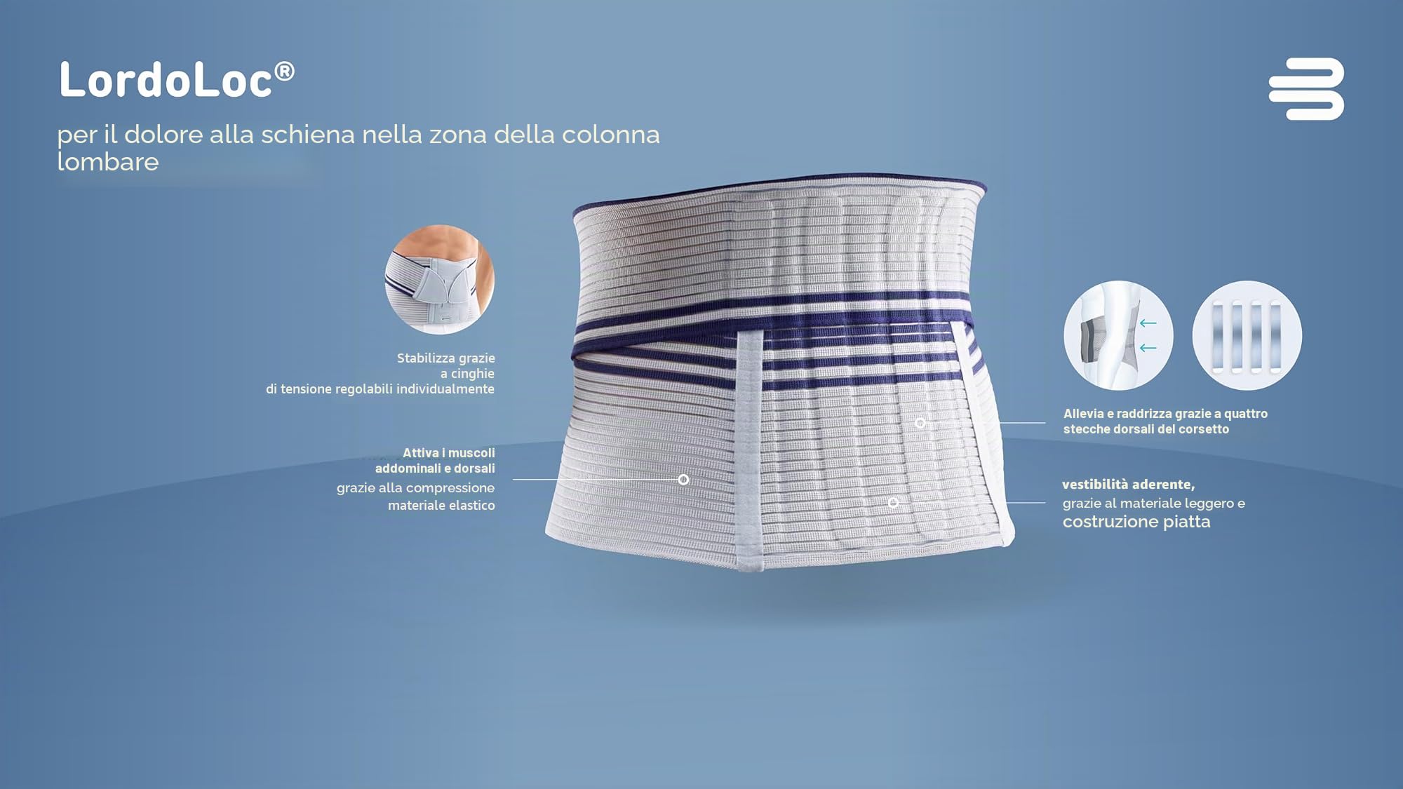 BAUERFEIND Supporto Lombare LordoLoc, Titano, Misura 1