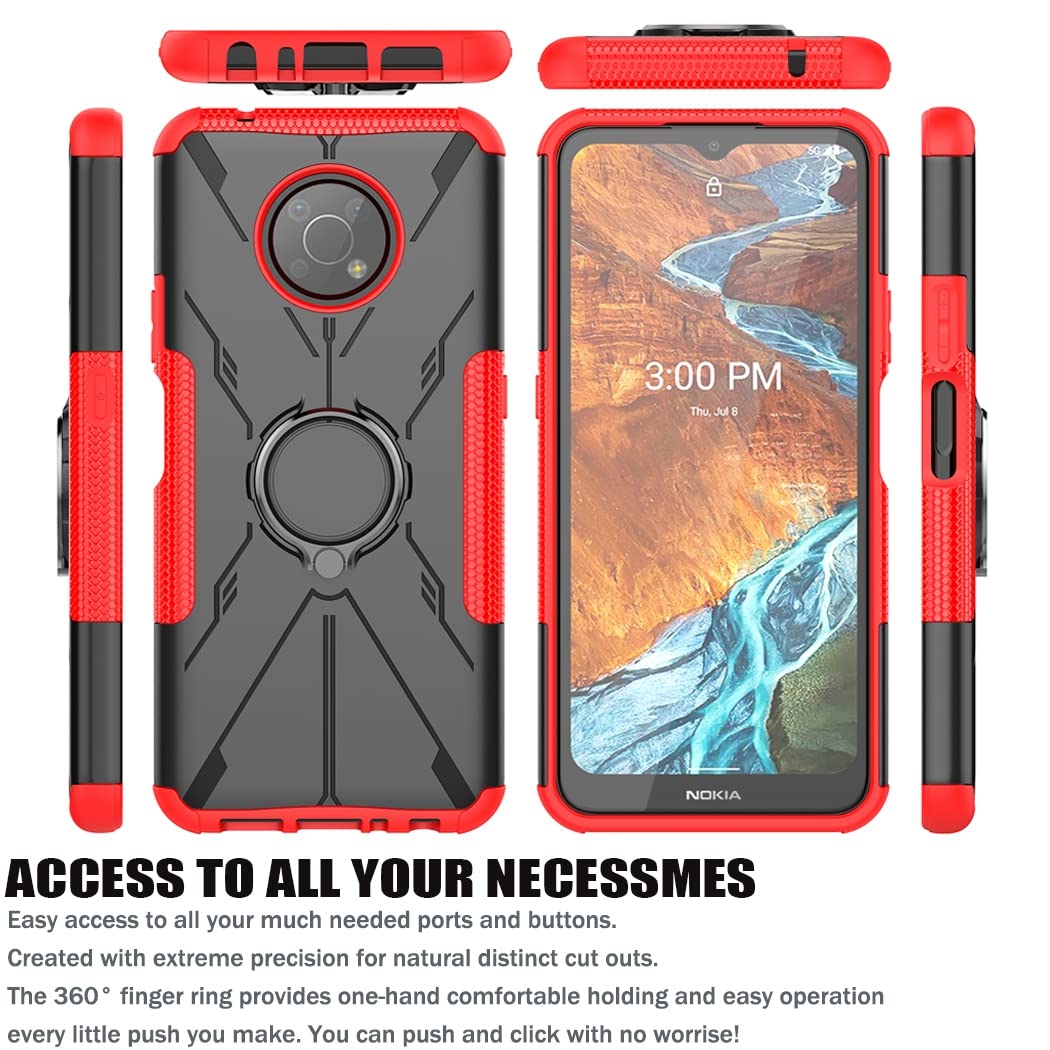 Shockproof Case With Magnetic Ring Holder & Tempered Glass For Nokia G300