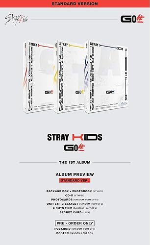 JYP Ent Stray Kids - Álbum estándar (Vol.1)+Beneficio de preventa+Póster plegado+Juego de tarjetas fotográficas extra (B ver.)
