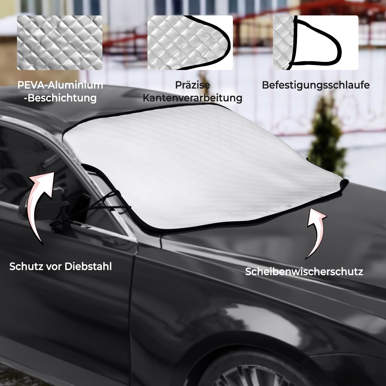 Copertura per parabrezza invernale pieghevole 195 x 125 cm per auto SUV protezione contro neve gelo polvere UV