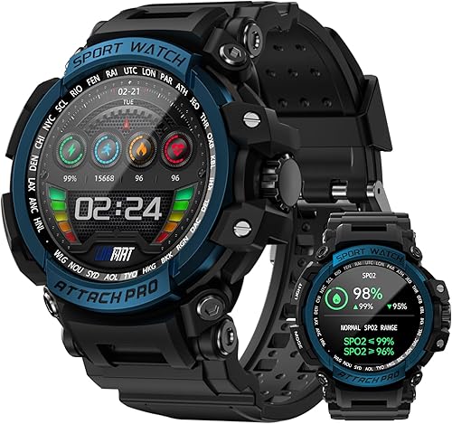 LOKMAT Reloj inteligente militar impermeable Bluetooth llamada (respuestahacer llamadas) Relojes inteligentes para hombres con frecuencia cardíaca