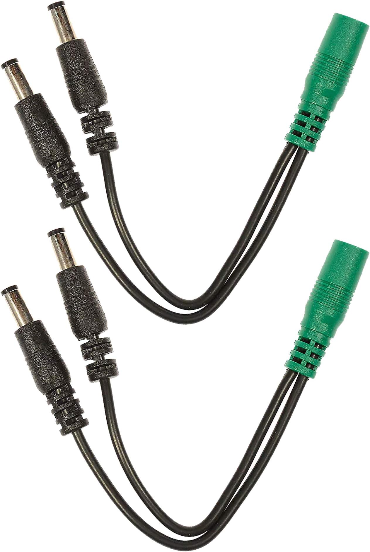 Voodoo Lab Cable Current Doubler Adapter - Two 2.1mm Straight Barrels - 2.1mm Female 4" 2 Pack Bundle