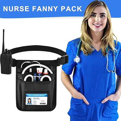 Miniatura 6 de Riñonera de enfermera médica, cinturón de herramientas de enfermería para mujeres, bolsas de enfermería para suministros de trabajo con organizador