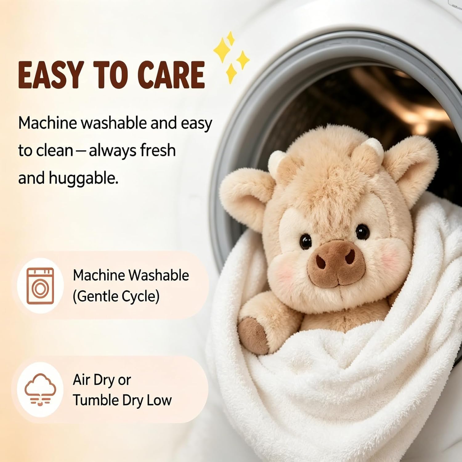 Peluche Vache Qui Court 45cm – Peluche Veau Doux, Cadeau Anniversaire Enfants Filles Garçons Adultes, Décoration Câlin