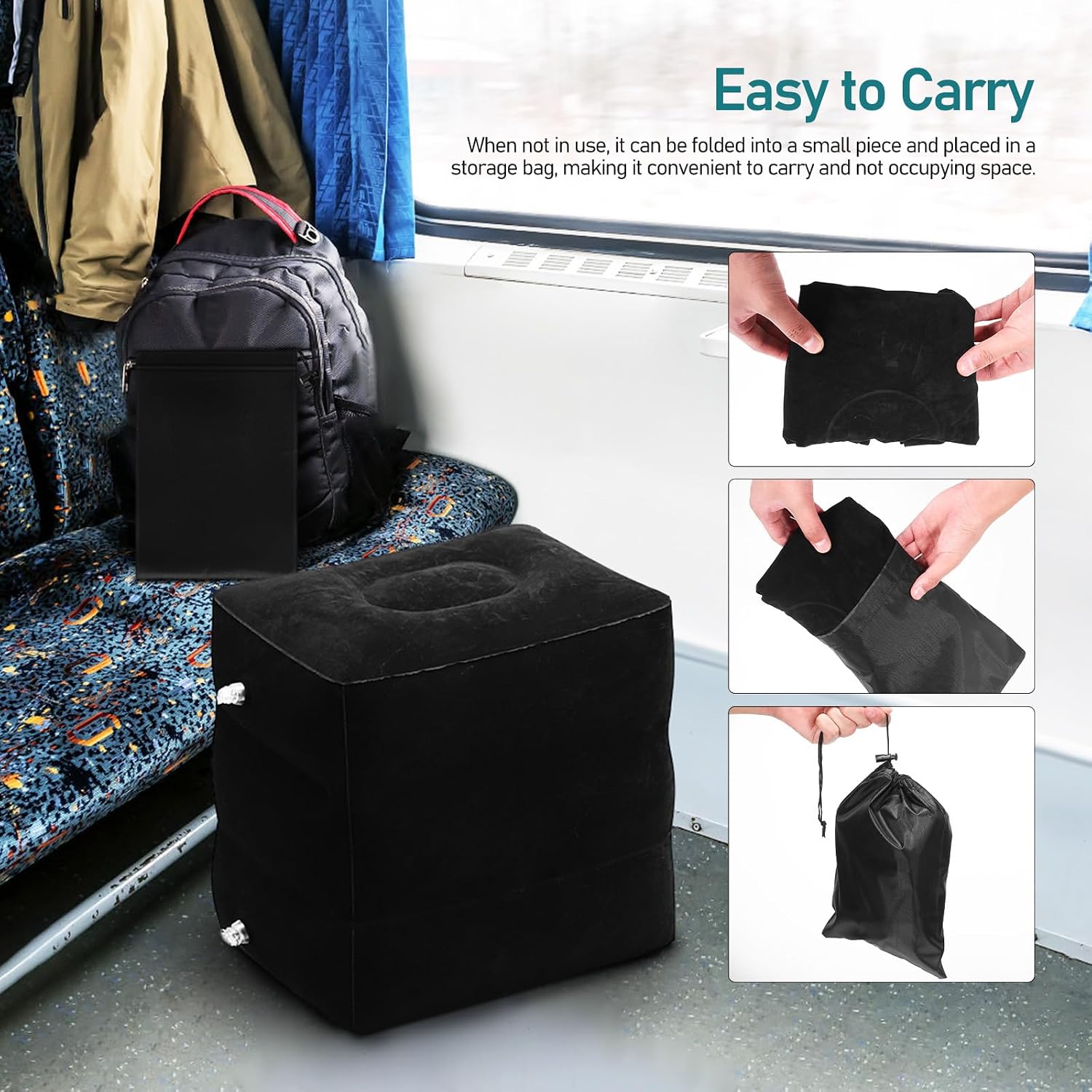 Foot Pads Inflatable Pillow Airplane Leg Rest Car Travel Office Home Use Adjustable Soft Material Easy to Inflate