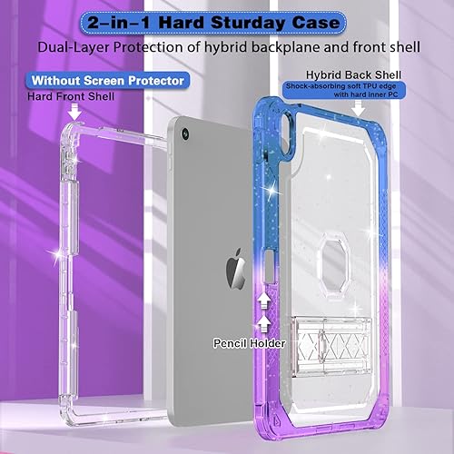 Miniatura 10 de Funda para iPad de 10 generación de 10.9 pulgadas 2022, resistente a los golpes con soporte para lápices, 10.9 pulgadas, funda translúcida de 10.9
