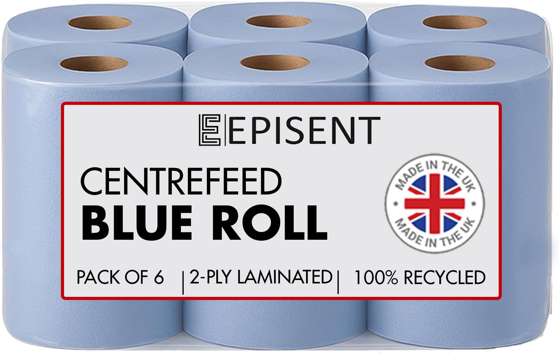 Blue Roll 2 Ply Centrefeed Paper Towels Pack of 6, Super Absorbent Blue Wiper Towels for Kitchen Garage Bathrooms and Commercial Cleaning