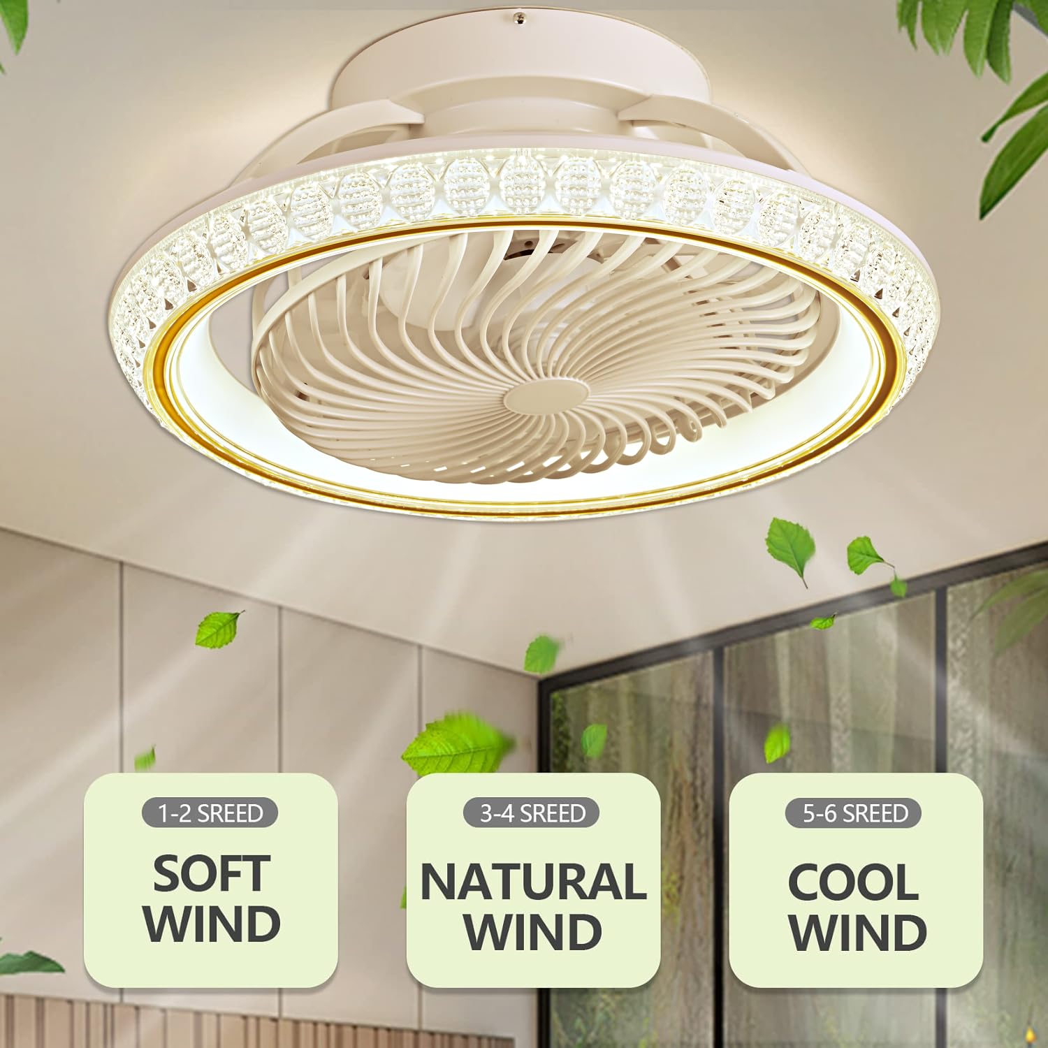 Ventilateur Plafond TJSC Avec Lumière - Rotation 360° - 72W LED Dimmable - Télécommande Et APP
