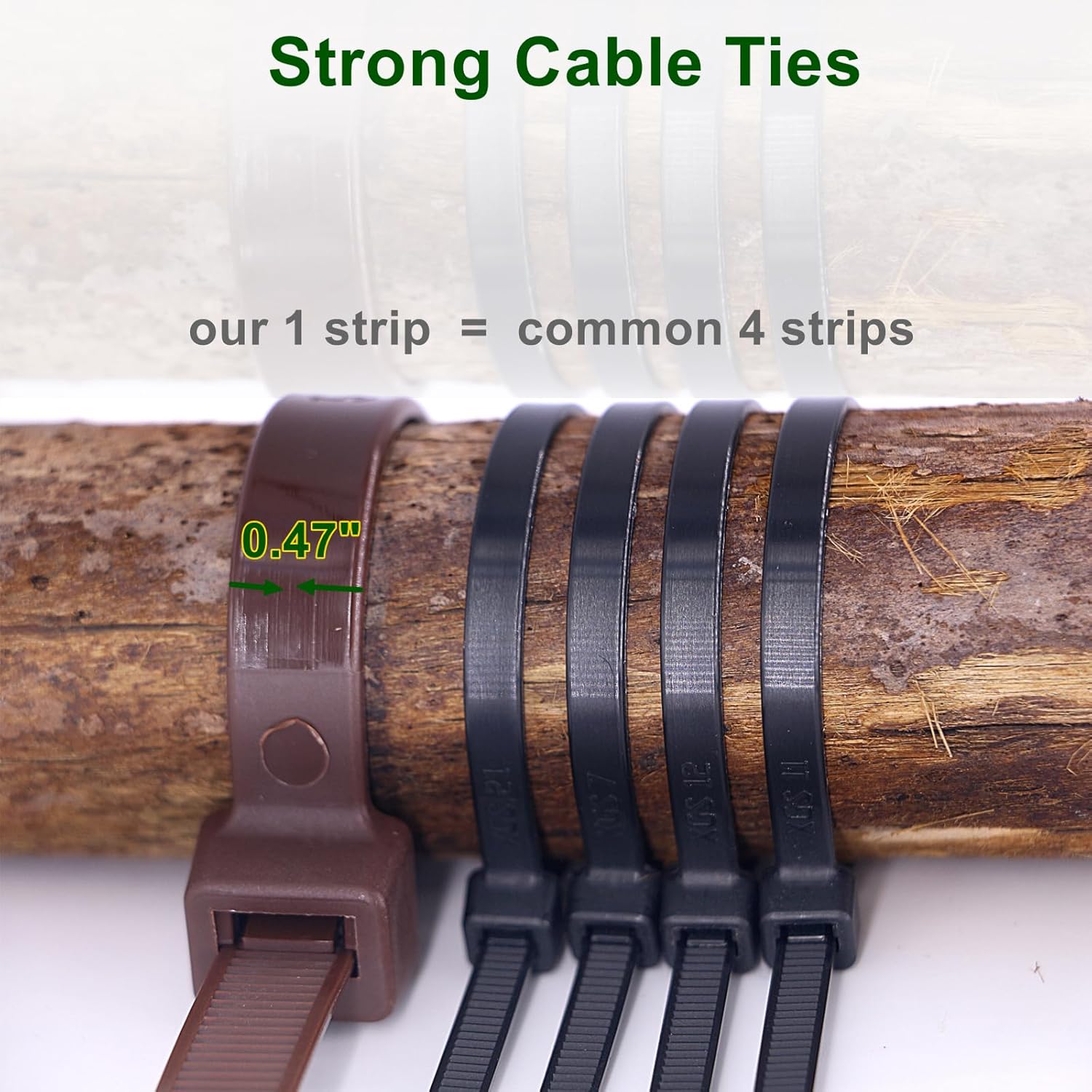 Cable Ties 24 Inch, Brown Zip Ties 25 Pieces, Thick 0.47 inch 250 Pounds Strength, Heavy Duty Outdoor Plastic Ties for Indoor Plants, Garden, Home (24inch, Brown Color, 25 pcs)