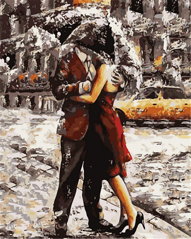 YEESAM ART Malen Nach Zahlen Romantic Kiss – 40x50 Cm Leinwand, Inkl. Acrylfarben & Pinsel – DIY Geschenk Für Erwachsene & Kinder