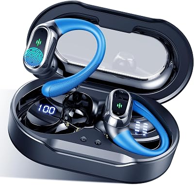 Cuffie Bluetooth Sport, 50H Auricolari Bluetooth 5.4 HiFi Stereo, Cuffie Wireless Cancellazione Rumore Mics, Cuffiette Bluetooth Ricarica Rapida USB-C, IP7 Impermeabil Auricolare per Correre Palestra