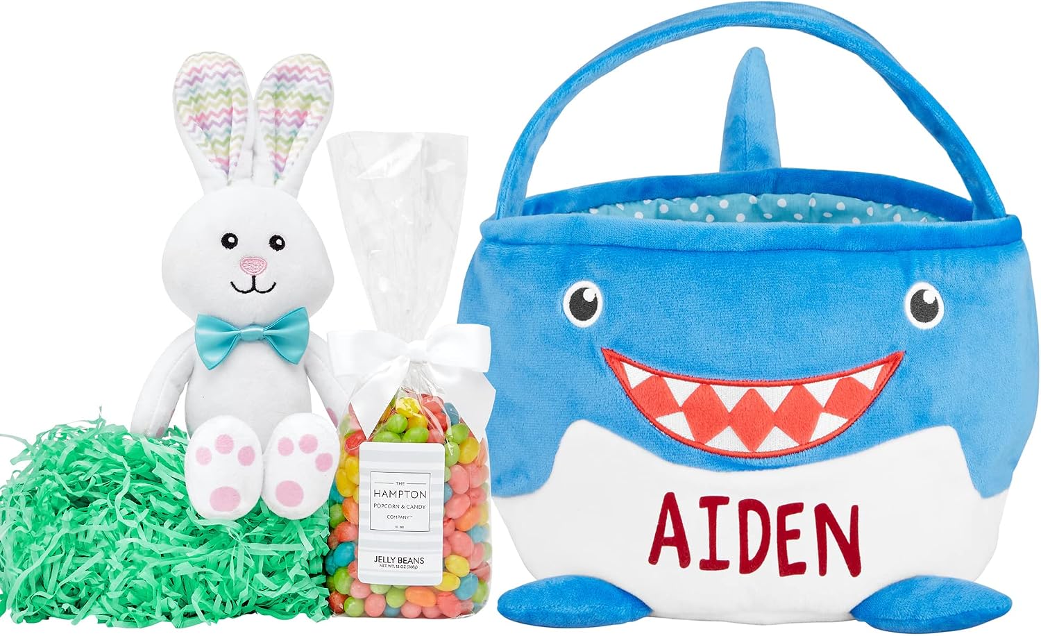 Let's Make Memories Easter Basket for Kids - Personalized Plush Shark Basket with Easter Basket Stuffers