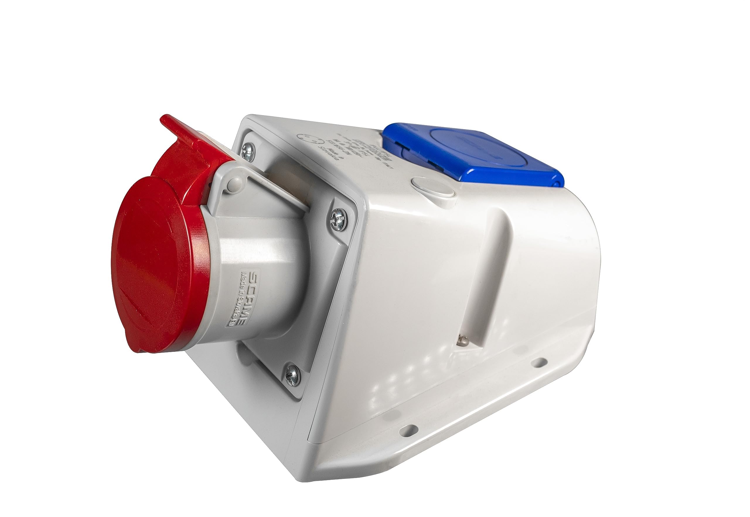 Gniazdo natynkowe kombi 5X32 CEE 3P+N+E 6 h i gniazdo Schuko z osłoną IP44/IP54 250 V-400 V z wyprzedzeniem podłączone (32 A CEE)